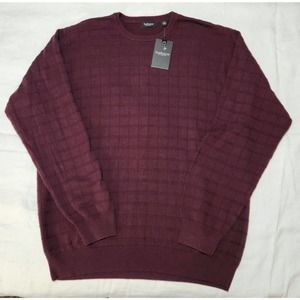 NEW Van Heusen XL Mens Long Sleeve Cotton Sweater Burgundy Wine Tasting PullOver